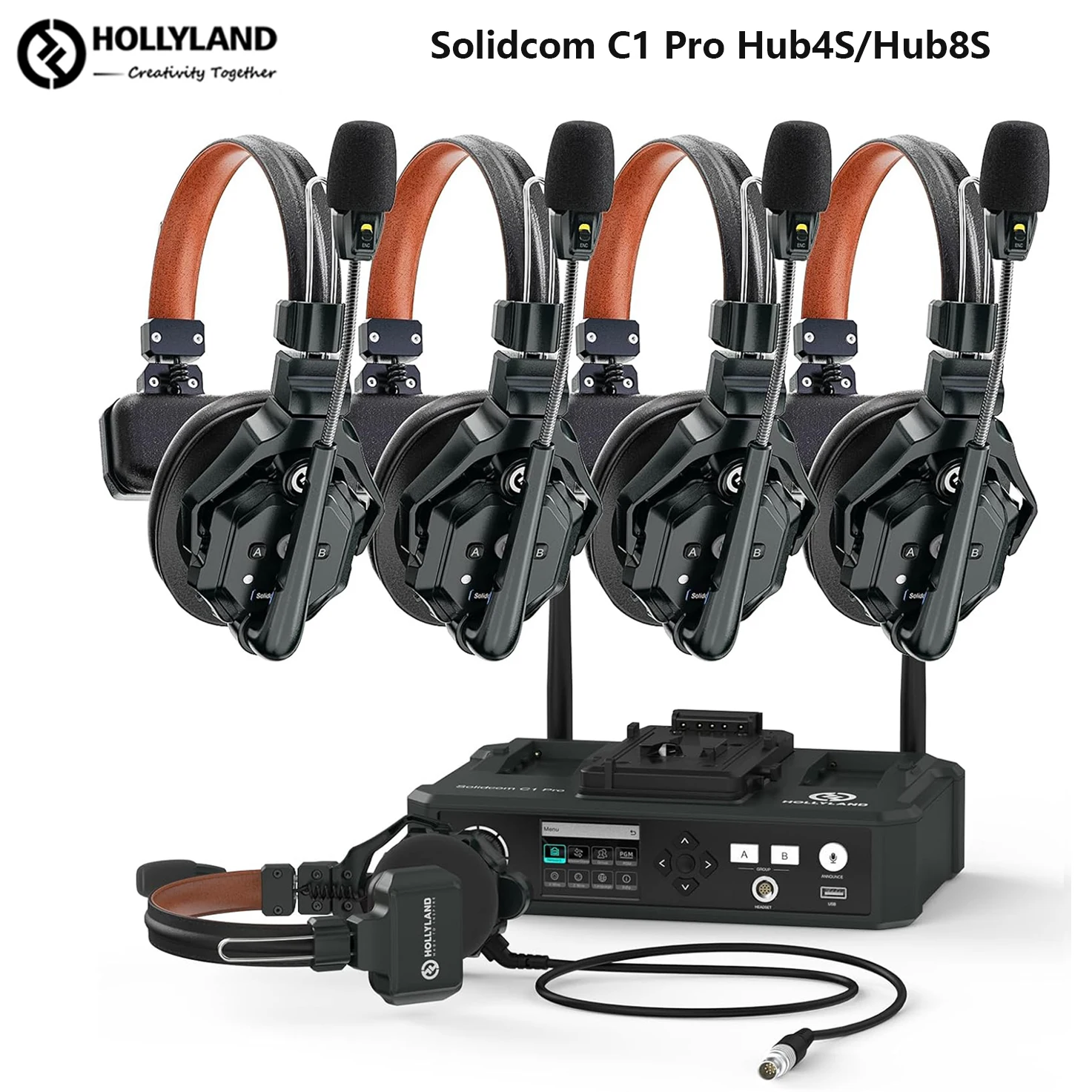 Hollyland Solidcom C1 Pro Hub4S Hub8S Wireless Intercom Headset System with Hub-Base for 5 8 Users Full-Duplex AB Group