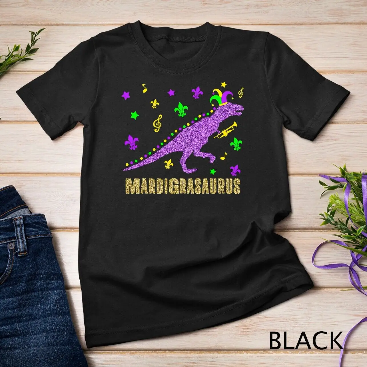 Dinosaur T Rex Mardi Gras Shirt for Boys Shirt Party Gift T-Shirt Unisex T-shirt