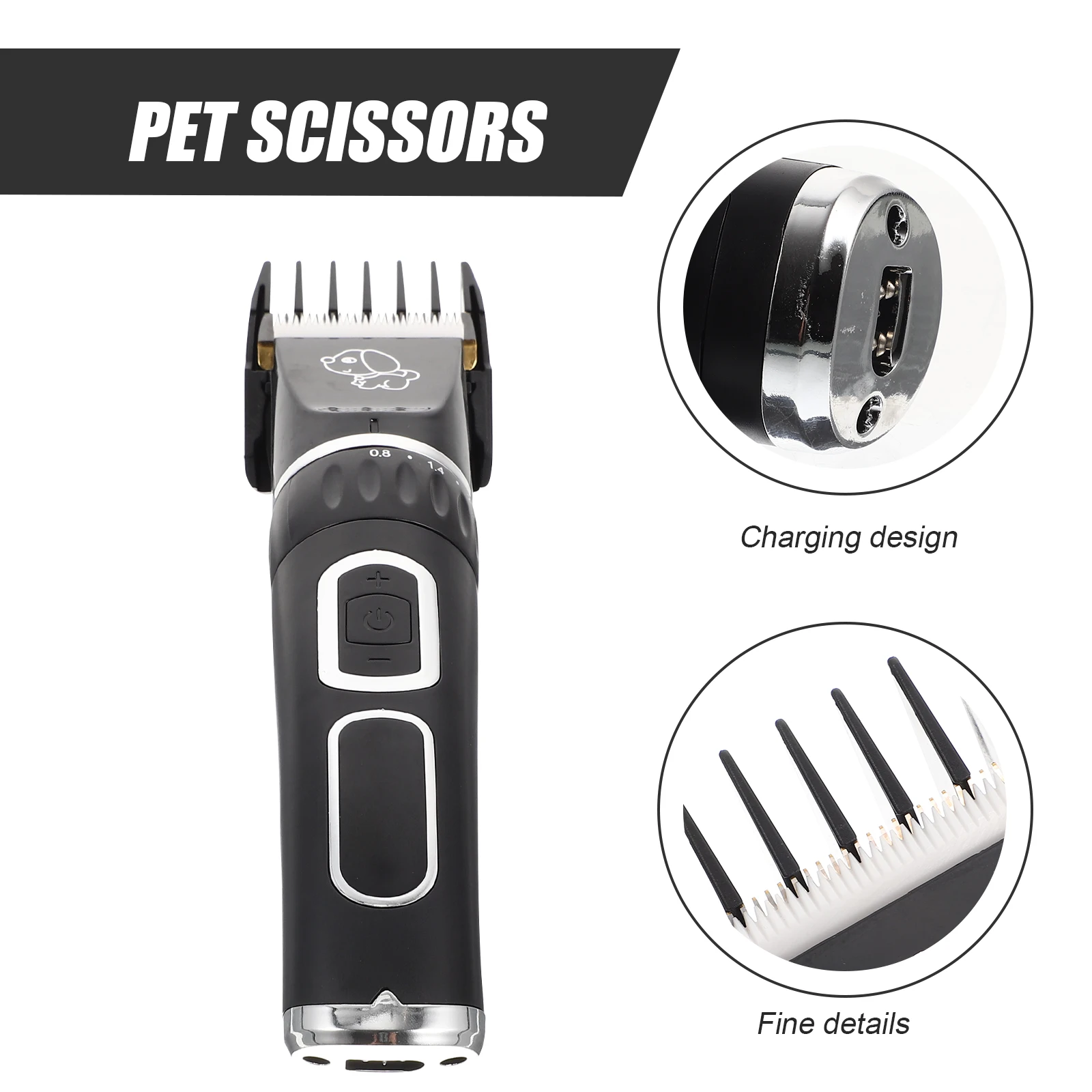 

1 Set Of Professional Pet Hair Shavers Rechargeable Portable Dog Grooming Clippers Low Noise Design Delicate Narrow Head Fine