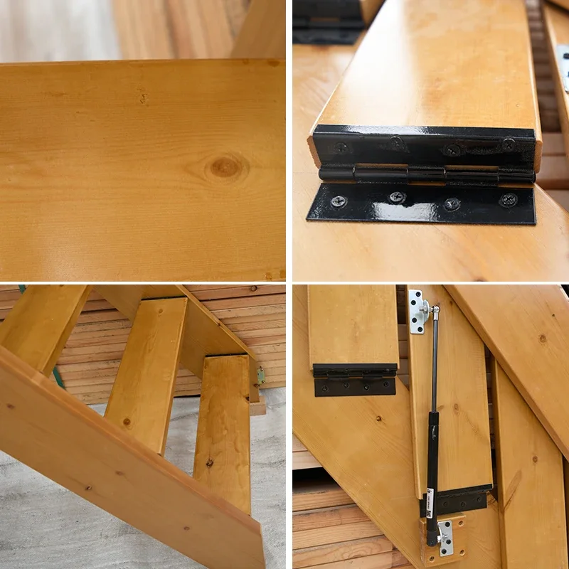 Escaleras plegables de pared de madera maciza para el hogar, ático, sótano, almacén, loft, escalones dúplex, fáciles de retrair y poner, se pueden personalizar