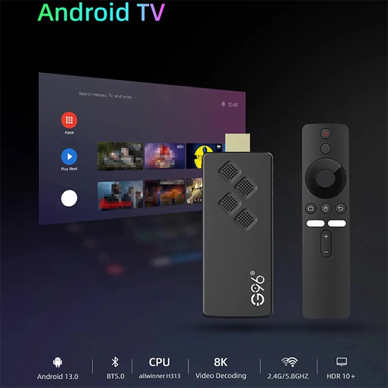 G96 TV Stick Allwinner H313 2GB 16GB TV Box 4K Android 13.0 ATV UI BT voice remote tv stick HD 4K VS Q2 TV stick TV BOX iptv