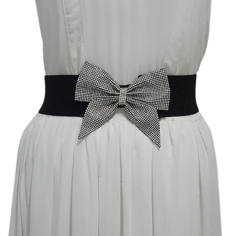 cinto-elastico-largo-para-mulheres-com-laco-de-strass-preto-para-vestidos