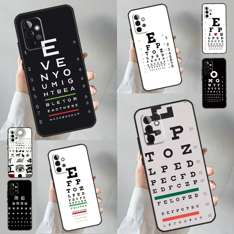 Vision Test Chart Phone Case For Samsung Galaxy A14 A24 A34 A54 A13 A33 A53 A73 A12 A22 A32 A52 A51 A71 A52S