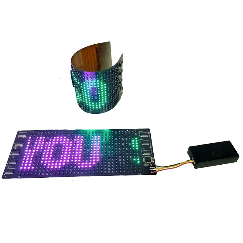 Mini Flexible Led Display Strip RGB Color Light UP Ticker Soft Screen Digital Message Moving Mini Flexible LED Display Board