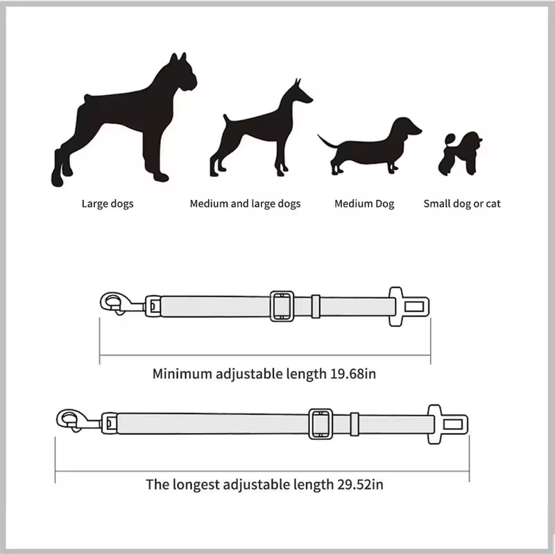 Adjustable Pet Cat Dog Car Seat  Belt Pet Seat Vehicle Dog Harness Lead Clip Safety Lever Traction Dog Collars Dog Accessoires - Image 6