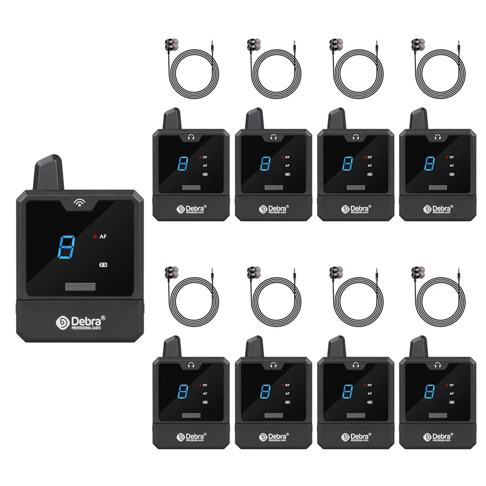 UHF Portable Mini 8 channel in-ear wireless Monitor System Built-in lithium battery for recording and band performance stage