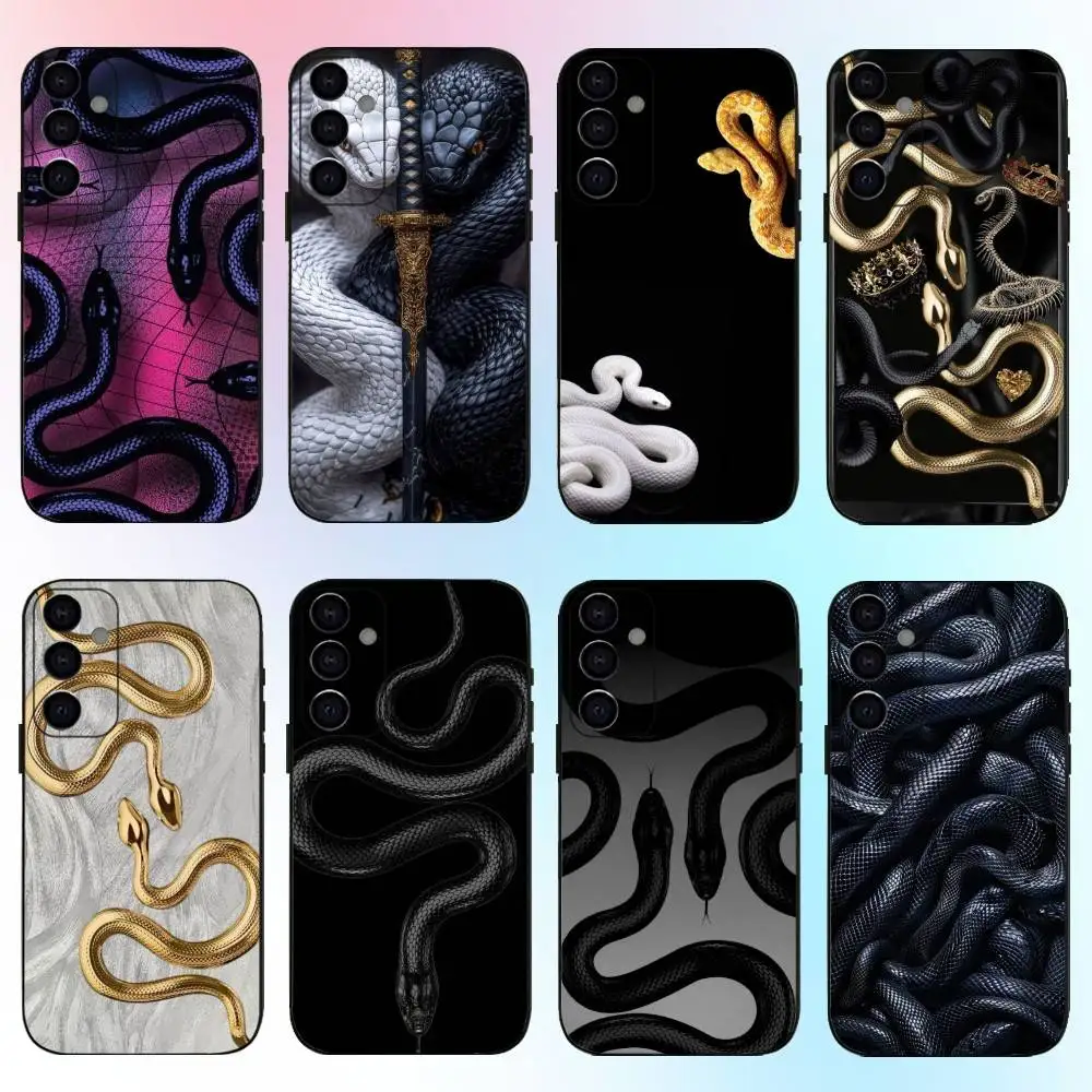 

Creative Snake Pattern Phone Case For Samsung Galaxy A73,A72,A71,A70,A53,A52,A51,Others Soft Black Cover
