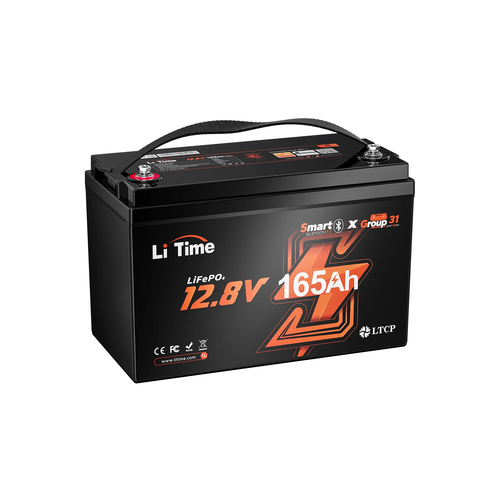 

Stock Deep Cycle 12v 165ah Bluetooth LiFePO4 Battery High Capacity Lithium Ion Batteries for RV Trailer