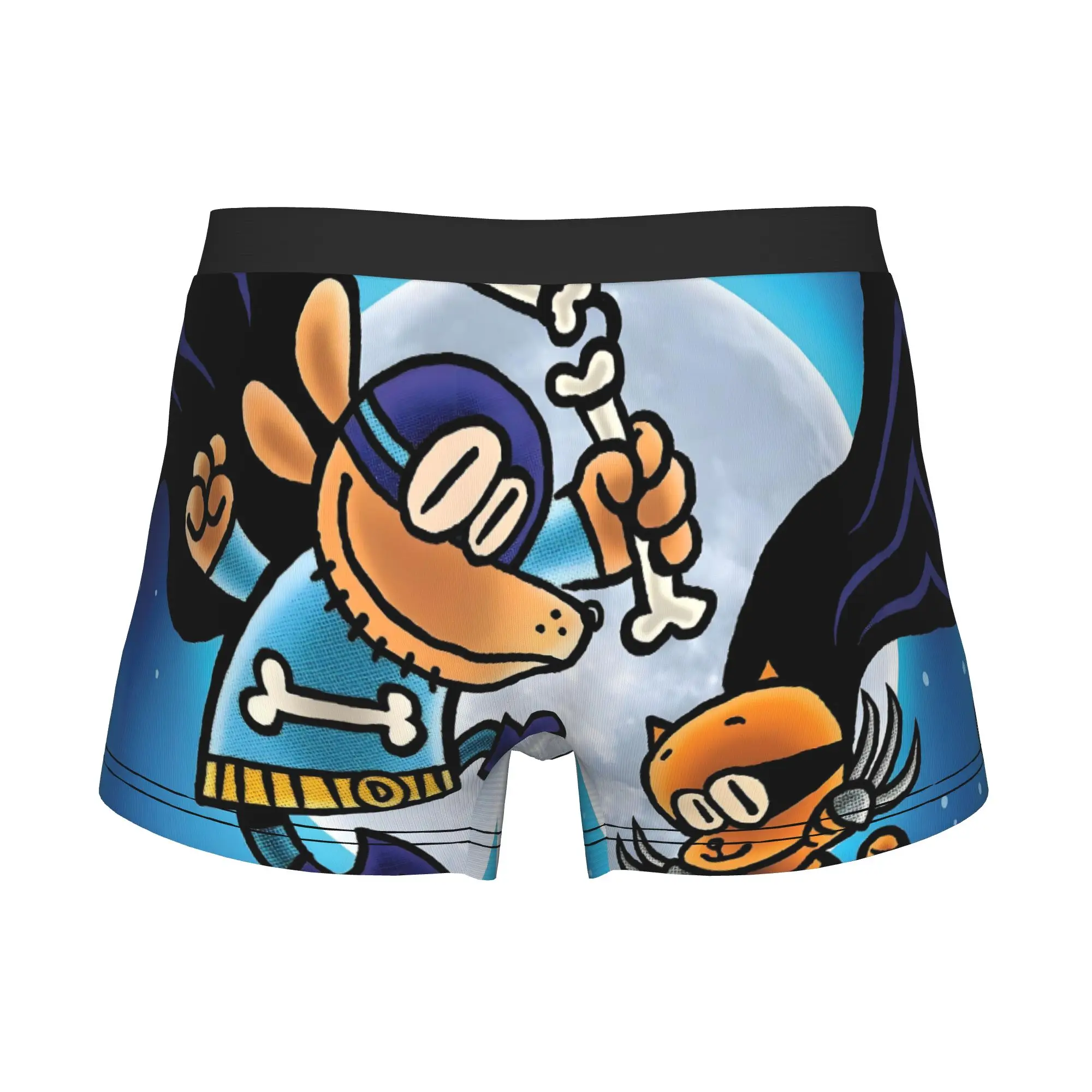 Fashion D-Dogman and Cat Kid  Boxers Shorts Panties Men's Underpants Stretch Moon Night Adventure Briefs Underwear