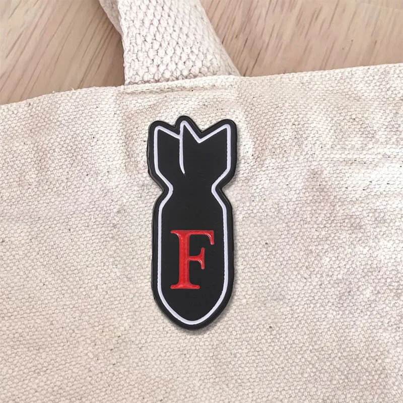 Funny F Missile Enamel Badge Set Letter F Missile Pattern Pin Brooch Humor Slogan Metal Lapel Jewelry Gift For Friends