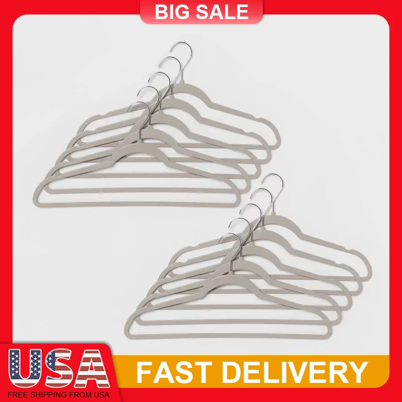 

10PCS Slim Plastic Hangers 17.5in Thin Clothes Hangers with Non Slip Tabs for Shirts Dresses Closet Organization Space Saving