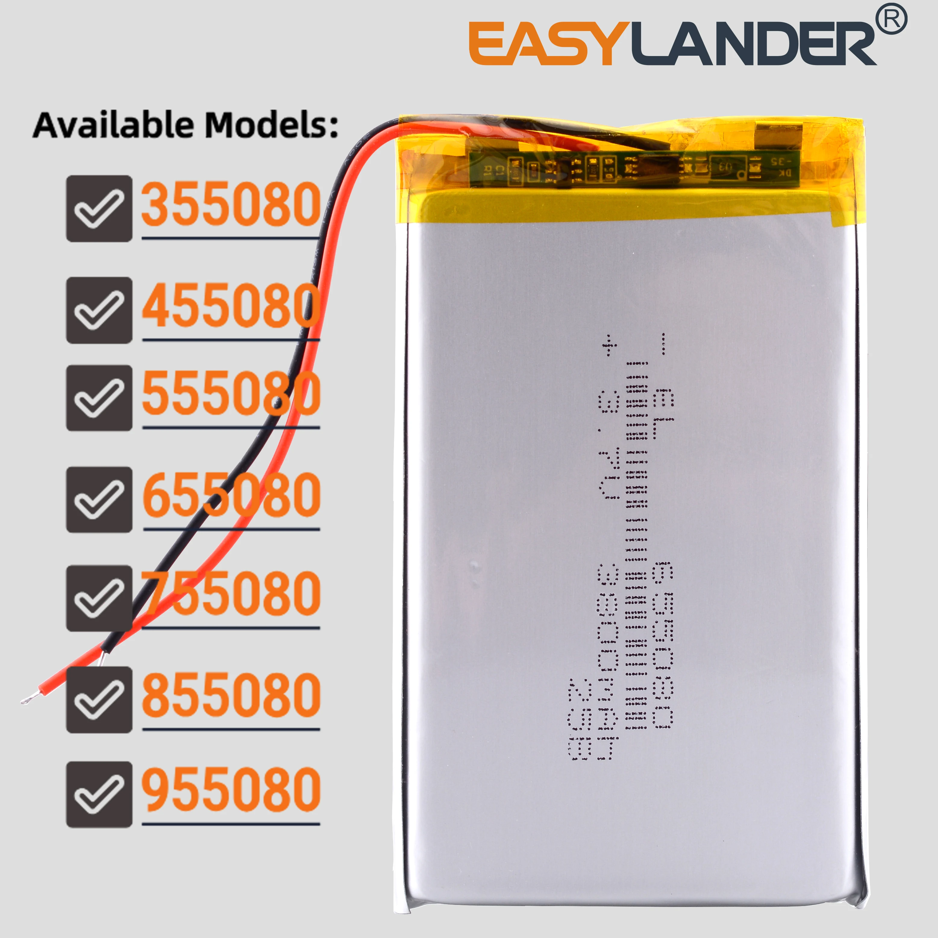 3.7V 4000mAh 855080 Lithium Polymer Li ion Rechargeable Battery 355080 455080 555080 655080 755080 955080