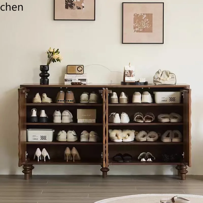 a2 Retro Solid Wood Sideboard Cabinet Home Integrated Wall Storage High Cabinet Wine Cabinet Rock Board Furniture