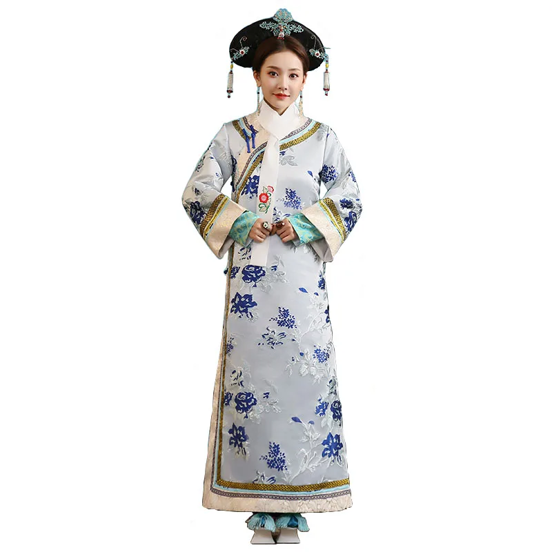 

Ancient Traditional Cheongsam Vintage Long Sleeve Costume Women Embroidered Evening Party Qipao Dress