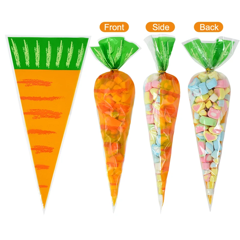 20/40pieces Easter Carrot Candy Bag Children\'s Day Spring Party Gifts DIY Packaging Decoration Birthday Baby Shower Supplies