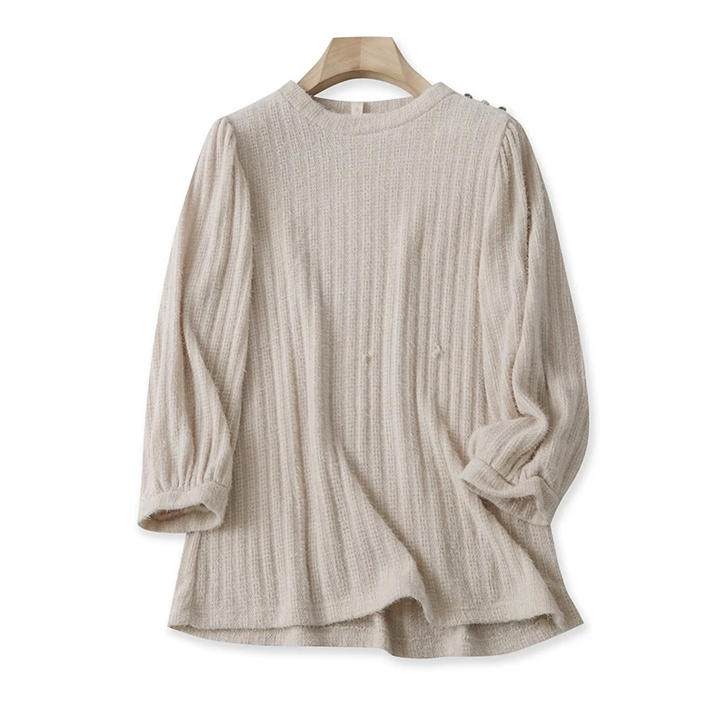 

Весенний новый модный свободный яркий вязаный свитер круглый Ne f Sve Overhead Sle из полиэфирного волокна женский трикотаж премиум-класса