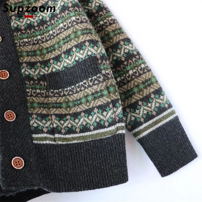 Supzoom New Arrival Top Fashion Turn-down Collar Regular Cotton Cardigan Male Casual Single Breasted Button Sweater Men