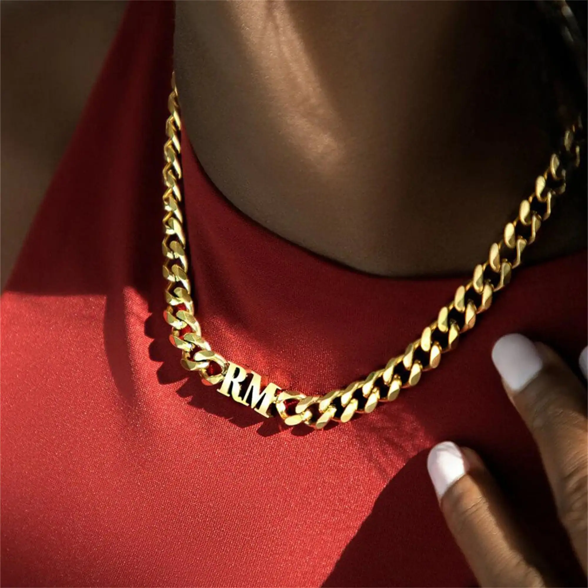 VishowCo Cuban Chain Necklace Custom Name Necklace Stainless Steel Chain Jewelry Hip Hop Women Men Necklace 2023
