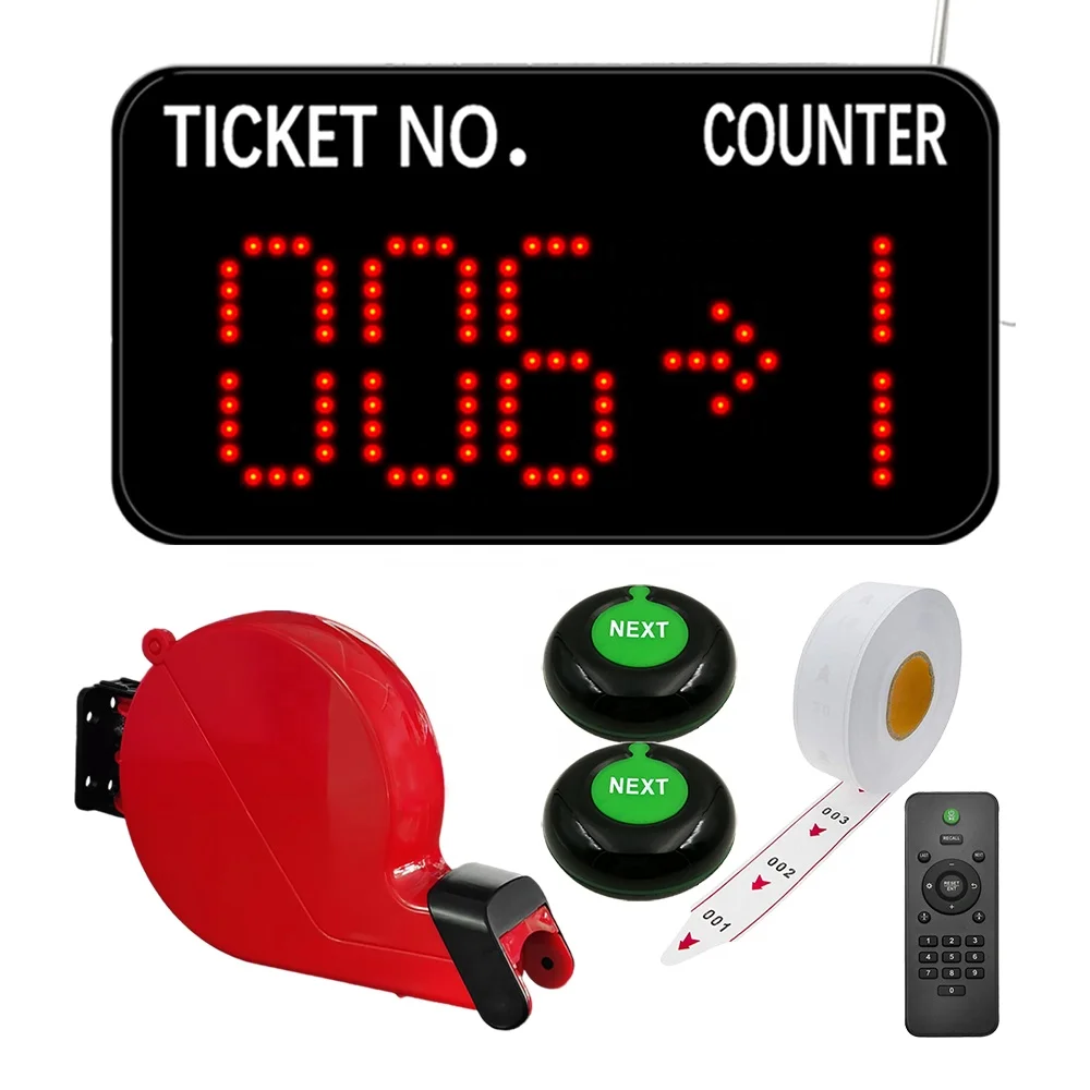 High Efficient Wireless Queue Management System LED Counter Display with Call Button Ticket Dispenser for Bank Hospital