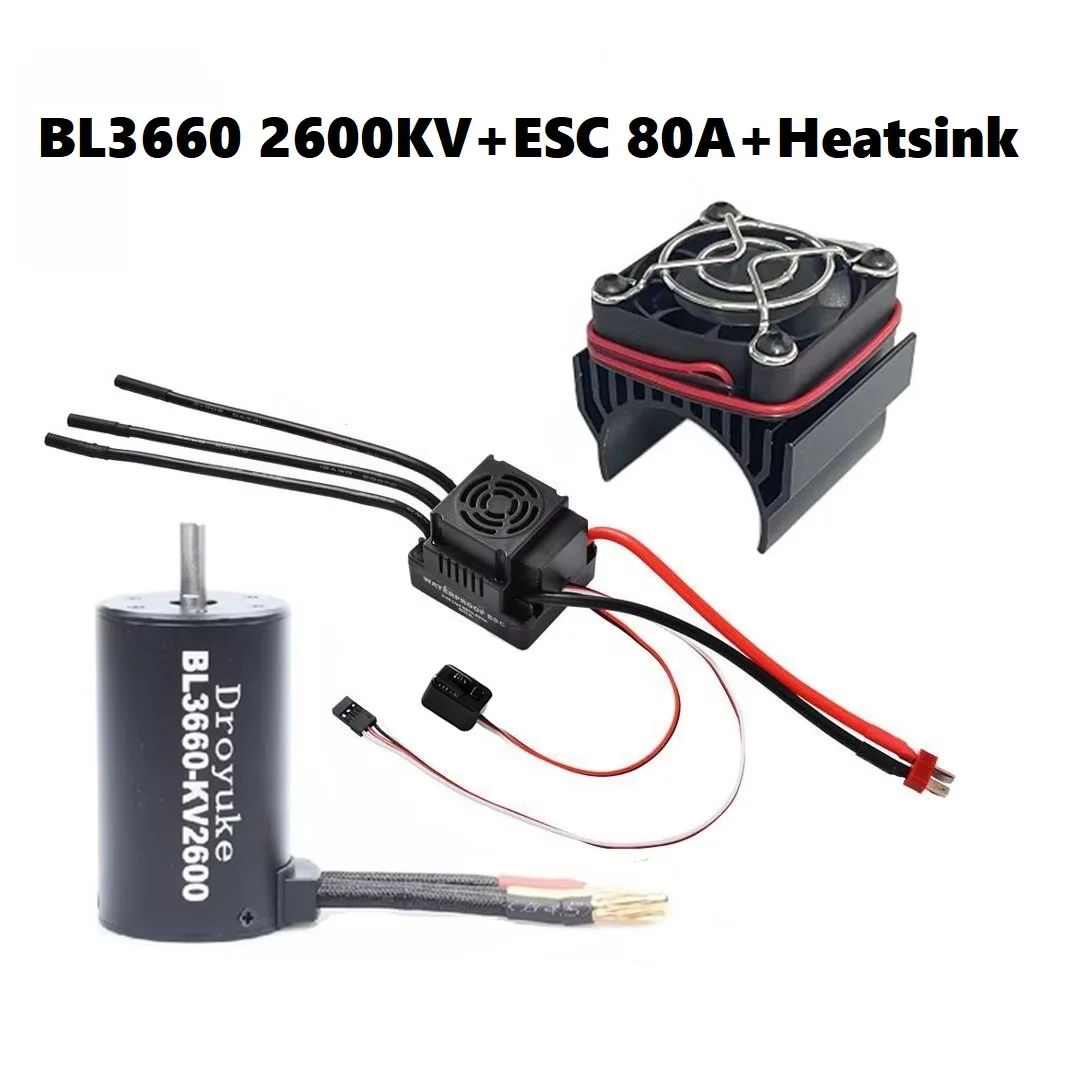 Waterdicht 3660 2600KV/3300KV/3800KV & 3670 1900KV 2150KV/2650KV Borstelloze Motor 80A/120A Borstelloze Esc combo Set Voor 1/8 Rc Auto - afbeelding 1
