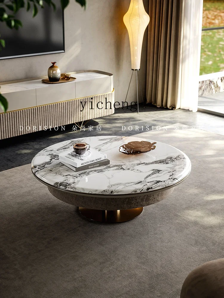 

ZK light luxury coffee table TV cabinet living room post-modern simple high-end natural luxury stone marble round coffee table