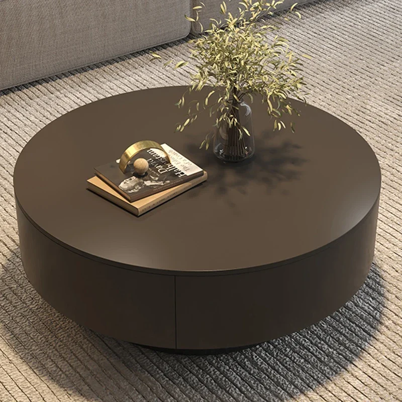 دراسة طاولة القهوة البسيطة غرفة المعيشة تصميم طاولة القهوة السوداء المستديرة مقاوم للماء أثاث صالة الأريكة العتيقة الفاخرة