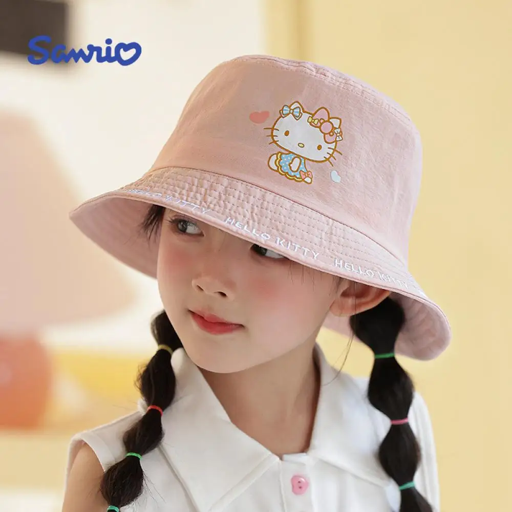 Anime Cartoon Sanrio Hello Kitty Kuromi Cinnamoroll Child Fisherman's Hat Summer Outdoor Sun Protection Anti-Uv Leisure Sun Hat