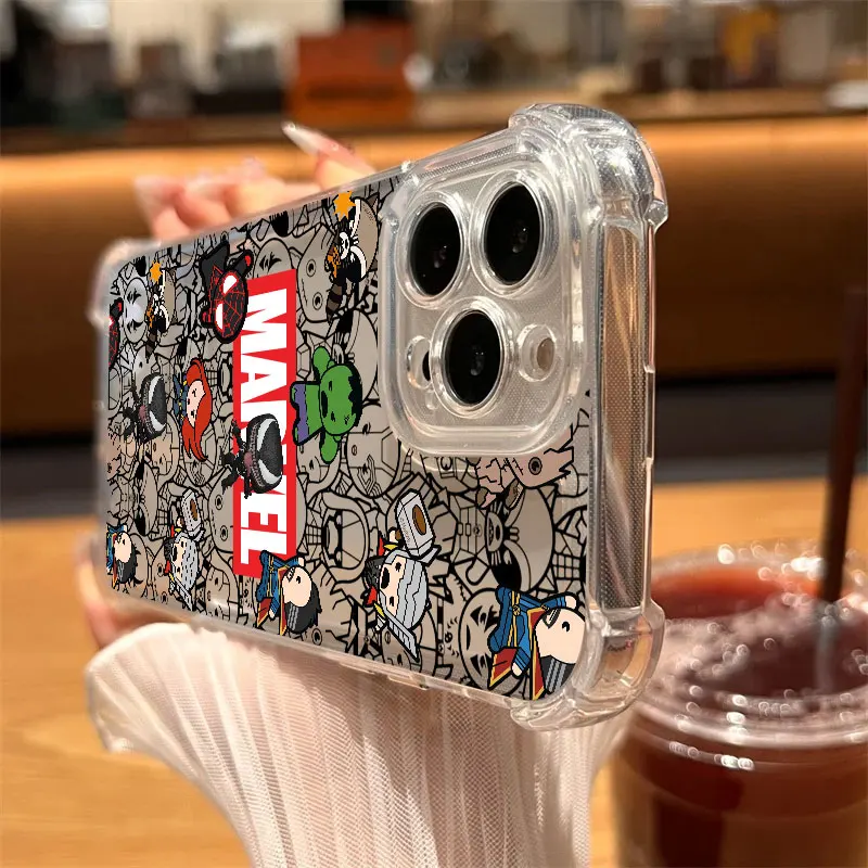 كارتون سبايدرمان غروت مارفلز وسادة هوائية مضادة للسقوط حافظة هاتف شفافة لهاتف اوبو رينو 14 رينو 13 رينو 12 11 10 8 7 Z F T Pro Plus 4G 5G #6