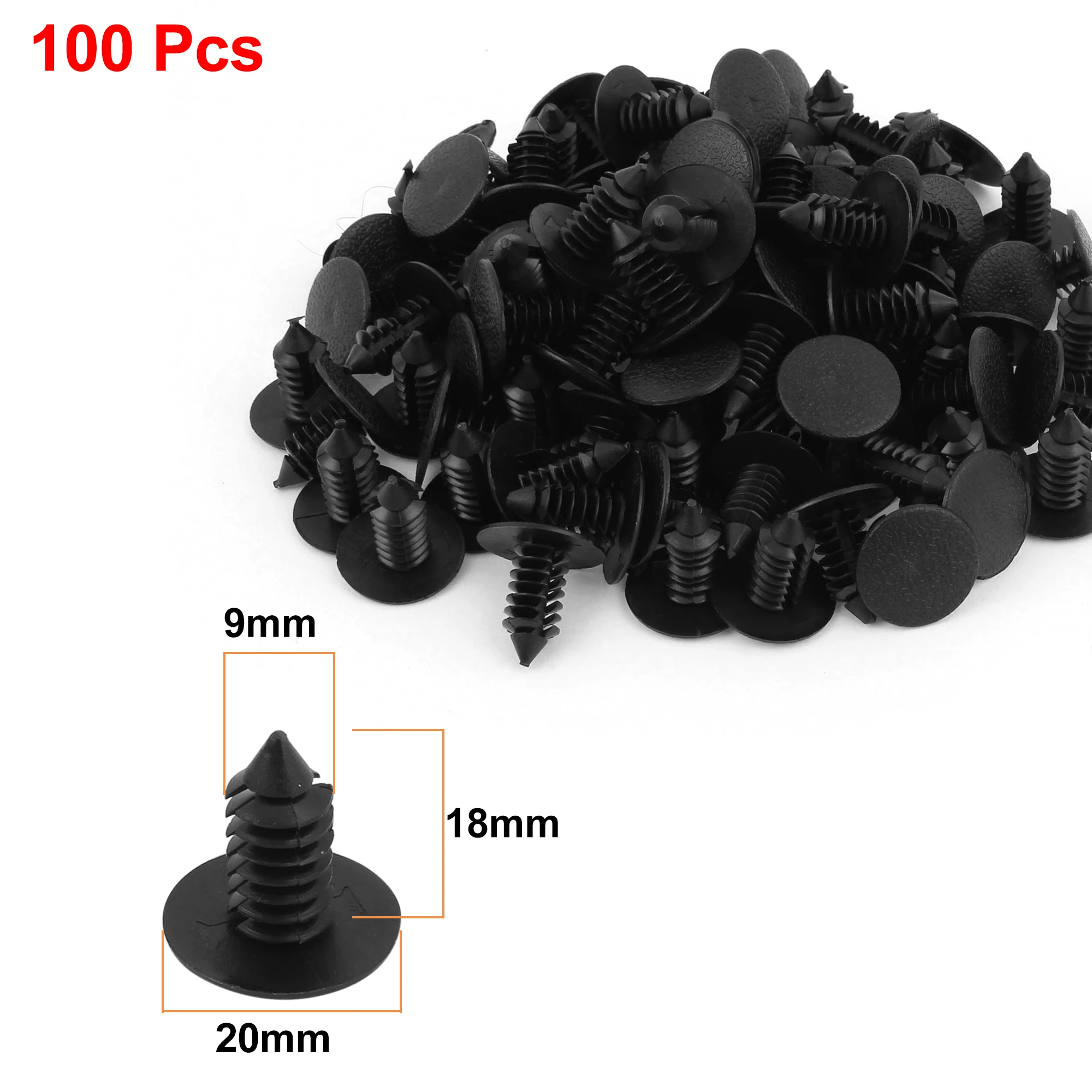 

UXCELL 100pcs 8mm Hole Dia Plastic Rivets Fastener Push Clips Black for Car Auto New
