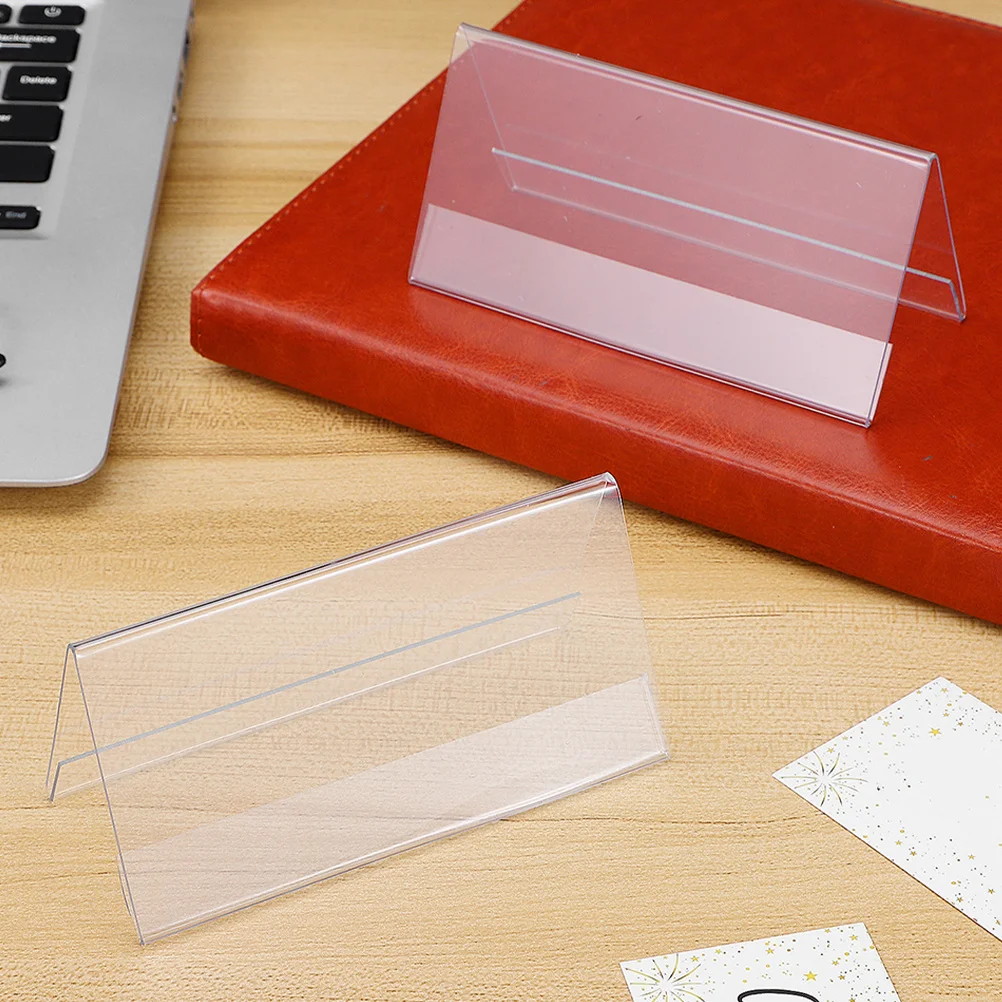 10pcs Conference Table Sign Clear Desk Name Plate Holder 90X60Mm Dual-Sided For Office Meetings Training Events Table Card Stand