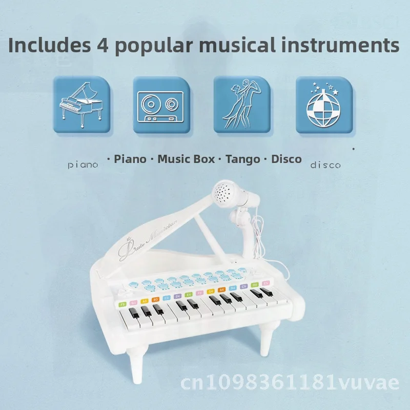 BAOLI Kleines Klavierspielzeug für Kinder mit Mikrofon, Rosa/Blau/Schwarz/Weiß, Früherziehung, Musikinstrument für Babys, Mädchen, Geschenk