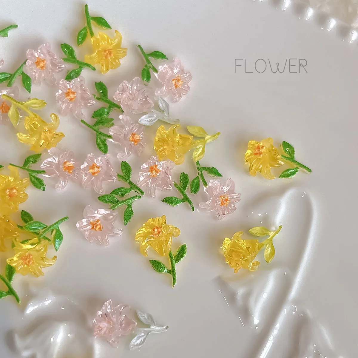 20PCS Mixed Flower Nail Charms 3D Kawaii Nail Art Rhinestone Resin Nails Jewelry Decorations DIY Manicure Accessories