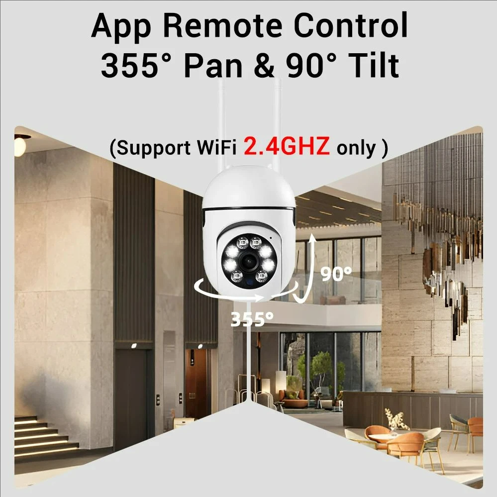 Smart Home WiFi Security Camera 1080P Wireless PTZ, 2-Way Audio CCTV Monitor with Color Night Vision Motion Tracking for Baby Pe