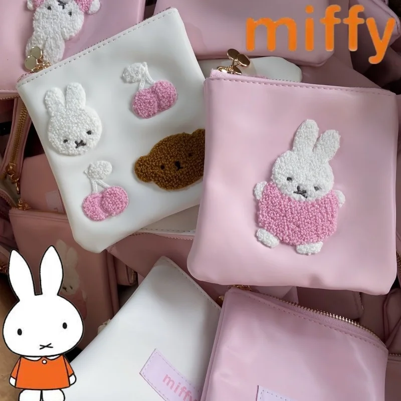 

Cute Miffy Rabbit Sweet Creative Cartoon Embroidery Pattern Simple Fashion Large Capacity Portable PU Waterproof Coin Purse