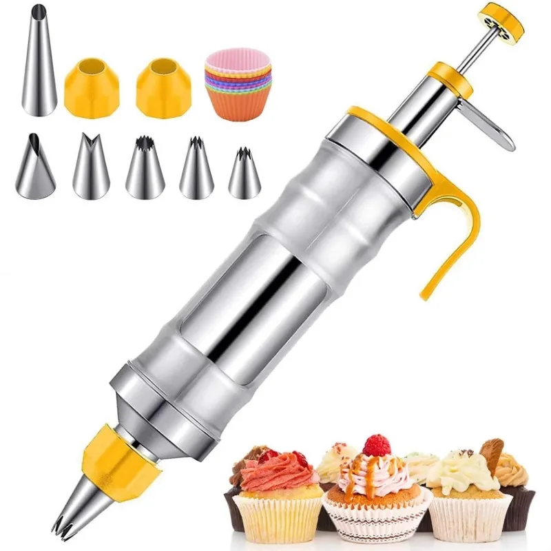 

18-piece set, cream cookie piping gun, stainless steel cake tool, icing gun, silicone cup.