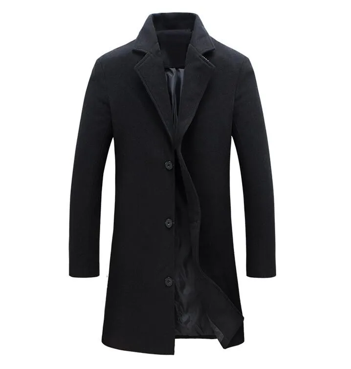 2023 Winter Men's Coats Long Overcoat Slim Business Casual Coat Men Clothing