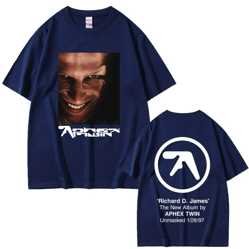 Aphex التوأم الجرافيك تي شيرت ريتشارد دي جيمس ألبوم تي شيرت مطبوع الرجال النساء الملابس عادية القطن خمر تي شيرتات قصيرة الاكمام