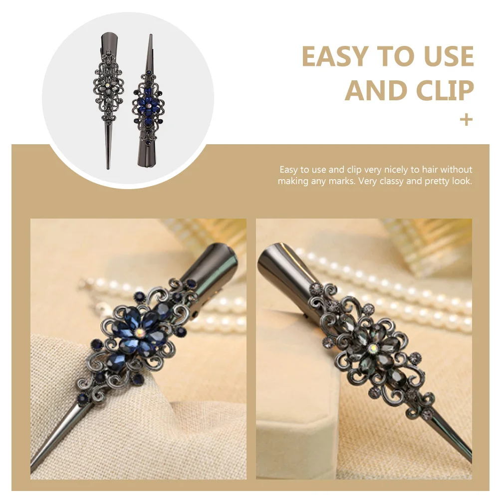 

3Pcs Horn Clip Retro Hair Clamp Woman Headdress Rhinestone Girl Hairstyling Accessories Durable Practical NonMarking Salon