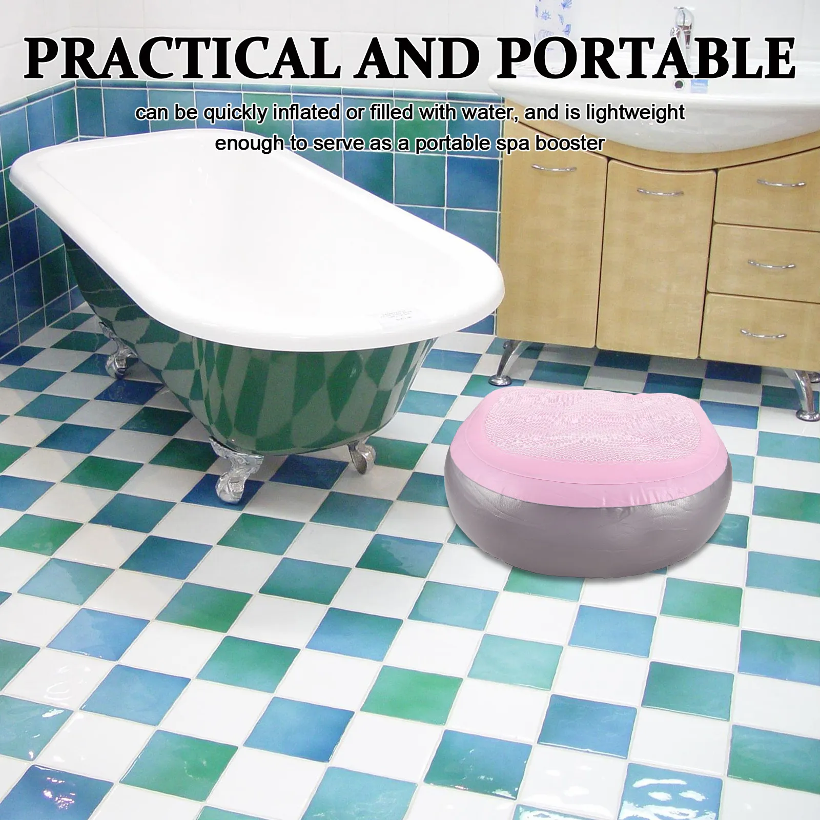 

Inflatable Bathtub Seat Foldable Safety Comfort Support Adjustable Shower Chair Anti-Slip Soft Seat for Adult Bath Relax