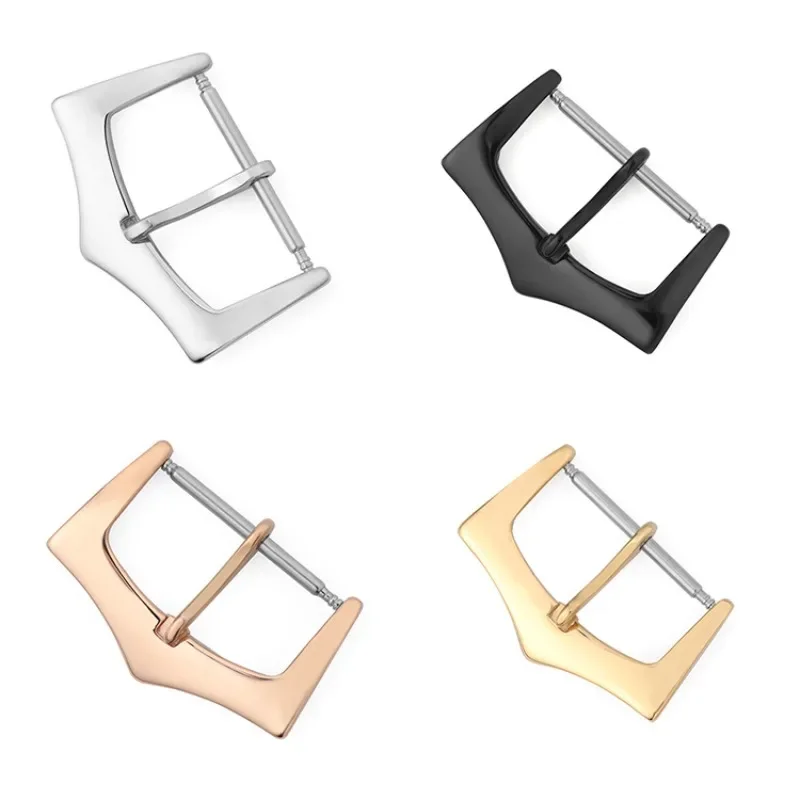 18/20/22mm Stainless Steel Strap Buckle Silver Gold Black Bracelet Universal Metal Pin Clasp Replacement for Leather Watch band