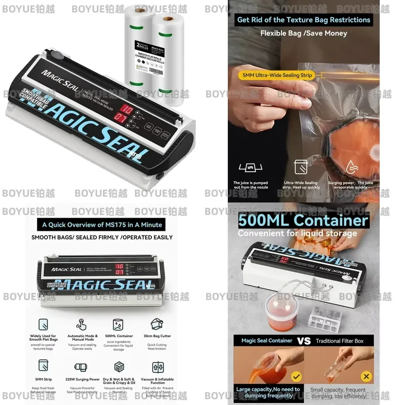 Automatic Vacuum Sealer for Food Storage Plastic Mylar Bags Kitchen Packer Machine Manual and Auto Mode Freshness
