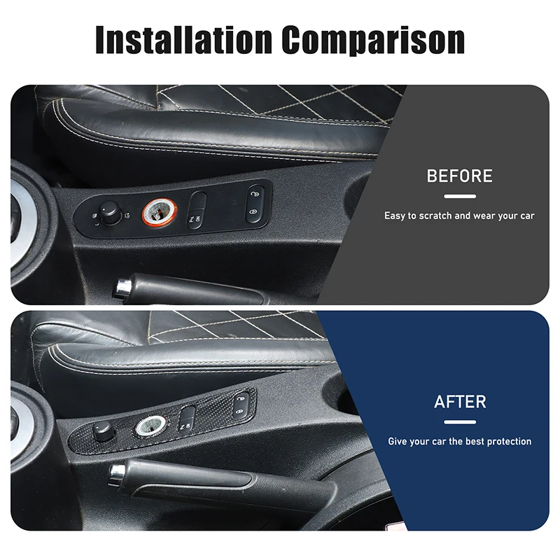 For Seat leon 2008-2012 Real carbon fiber car central door lock button frame decorative sticker car protection accessories