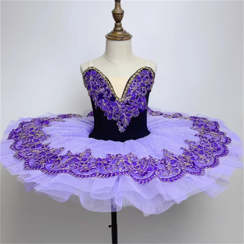 Vestido de baile para meninas, fantasia infantil, vestido de bailarina, performance, Lago dos Cisnes, roxo, tutu de baile profissional, crianças, mulheres