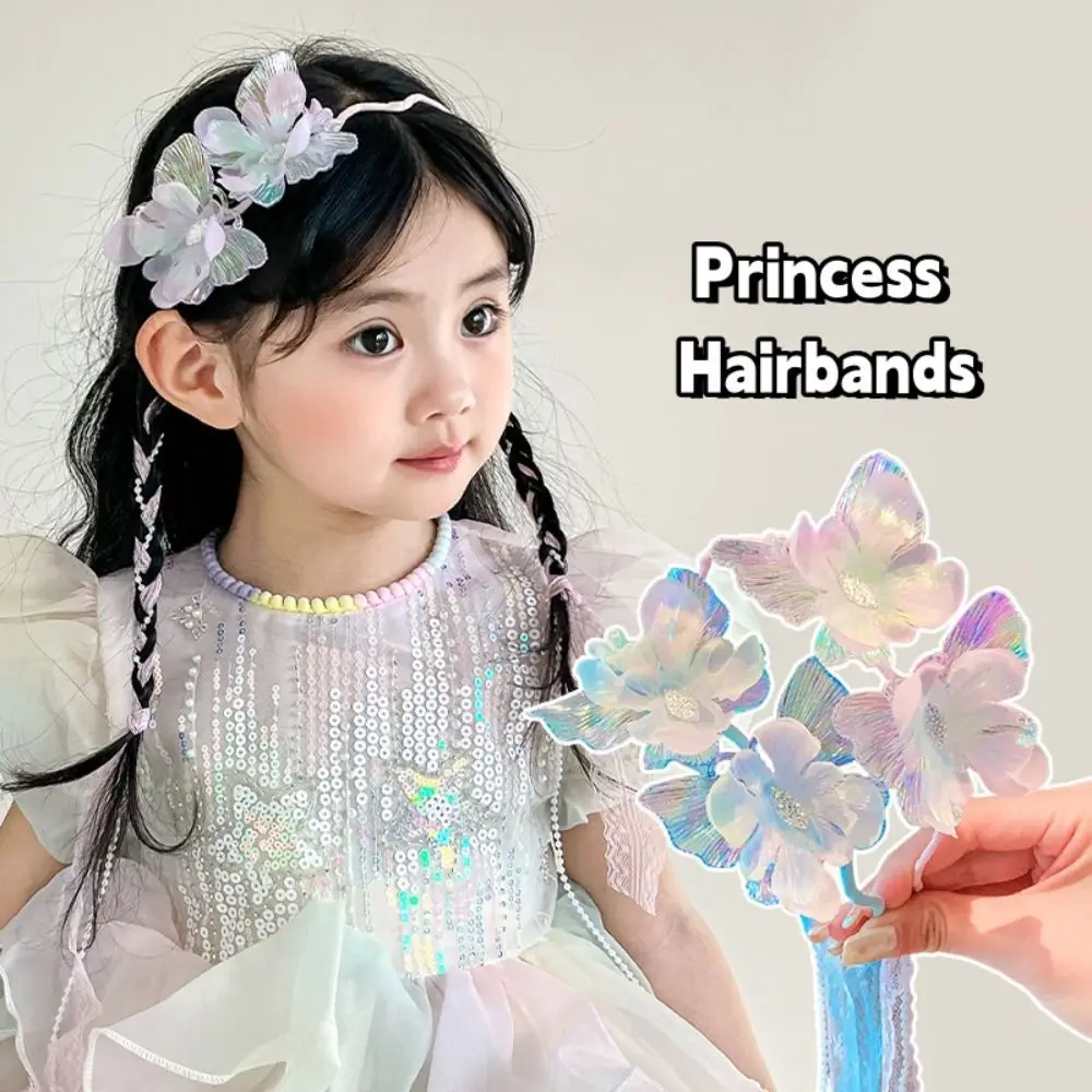 

Elegant Butterfly Ribbon Hairbands Korean Sweet Princess Hair Hoop Cute Flower Children Headband for Kids