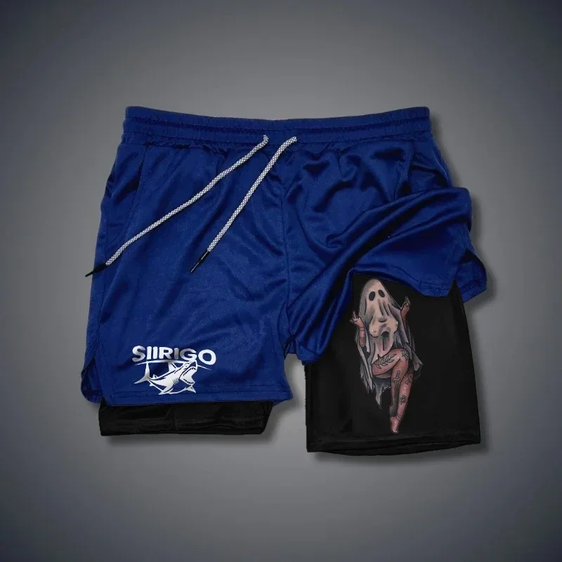 2024Berserk شورت رياضي رجالي 2 في 1، شورت جري سريع الجفاف، شورت للتدريب على اللياقة البدنية في صالة الألعاب الرياضية واللياقة البدنية للرجال #4