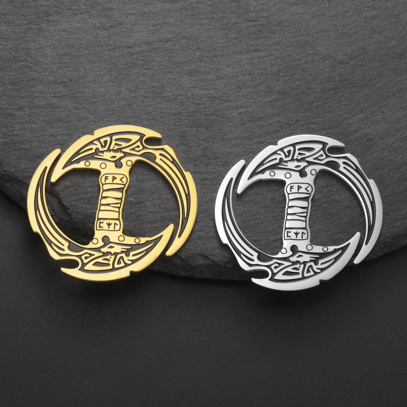

1PC Nordic Viking sickle pendant, men's boys stainless steel Nordic Runic geometric pendant, sacred power amulet jewelry