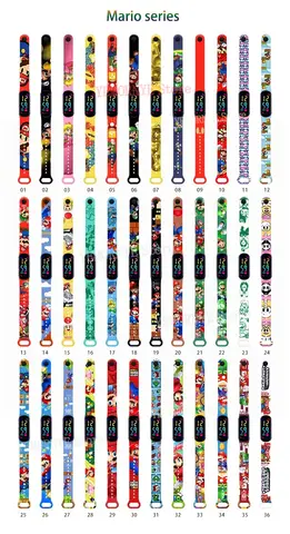 Mario Bros Barnklockor Actionfigurer Luigi Prinsessan Peach Yoshi Bowser Barn Sportarmband Vattentät Digitalklocka Leksak 10 best sales Yoshi-leksak - №10