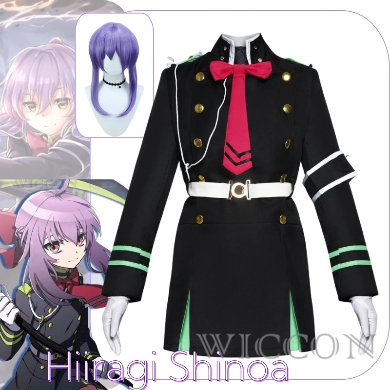 Hiiragi Shinoa Anime Cosplay Costume Clothes Wig Uniform Cosplay Battle Dress Daily Outfit Halloween Party Woman Hiiragi Shinoa