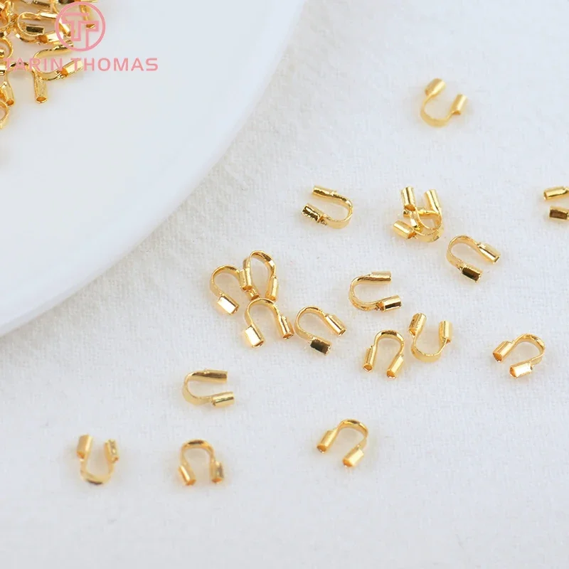 (3343) 100PCS 4.5MM 5MM 18K Gold Color Plated Brass Thread Protector Clasps High Quality Diy Jewelry Accessories Wholesales