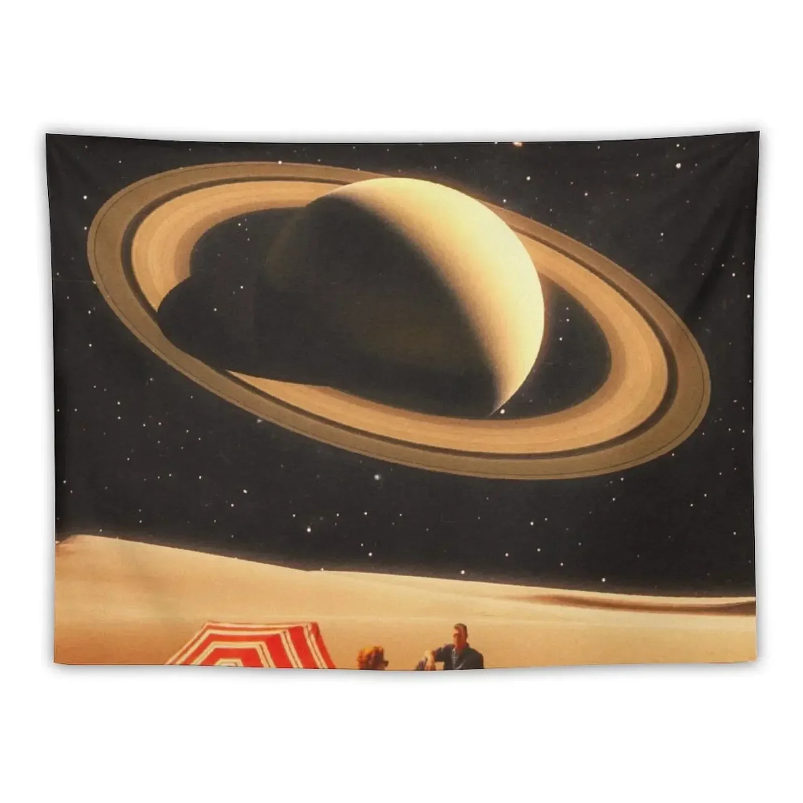 Space Date - Retro-Futuristic Sci-Fi Romantic Desert Themed Collage Artwork Design Tapestry Decoration Aesthetic Tapestry